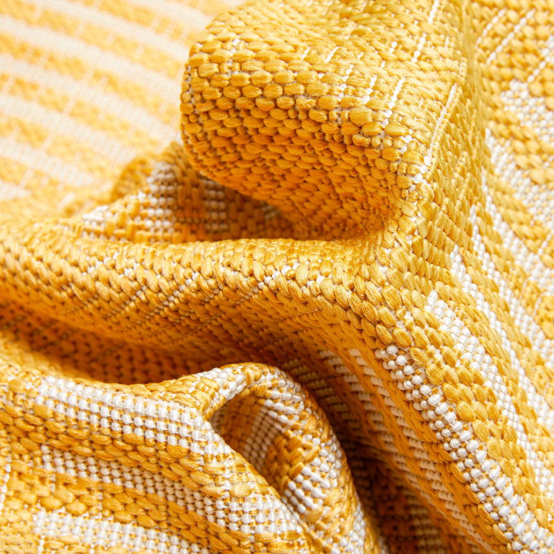 Well Woven Stria Modern Stripes Indoor/Outdoor Yellow FlatWeave Rug